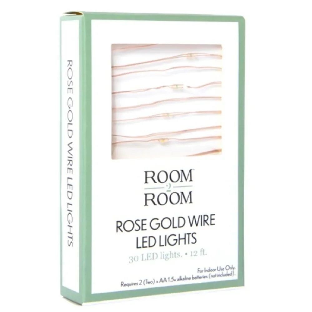 NIB Room 2 Room Rose Gold Fairy Lights Battery Operated Set of 2